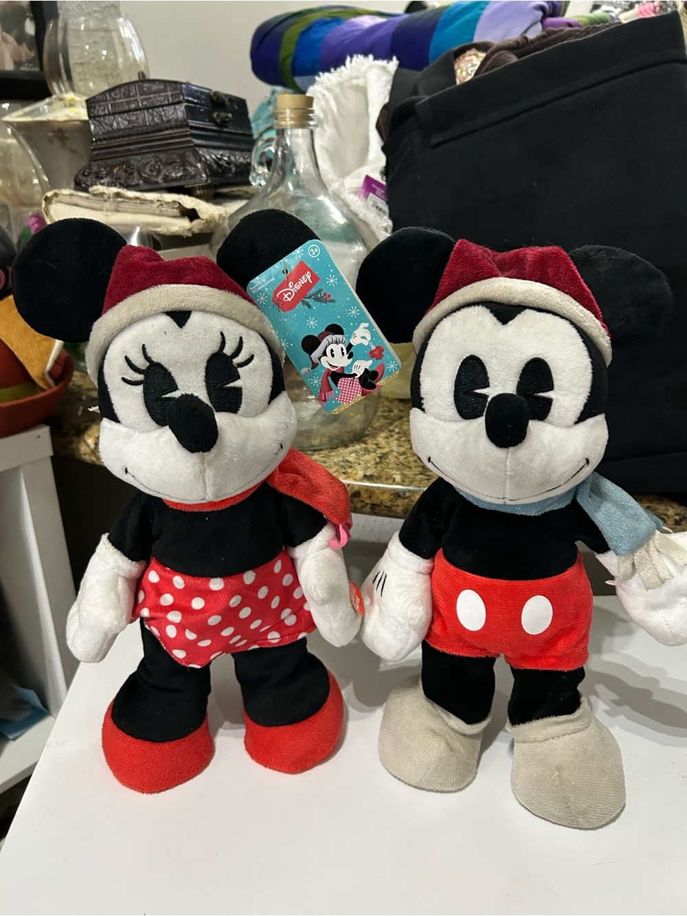 Disney Mickey and Minnie Plush Pair - Black, Red, White
